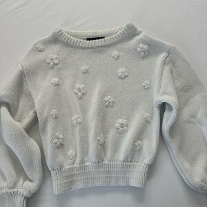 Forever 21 Cream Floral Knit Sweater